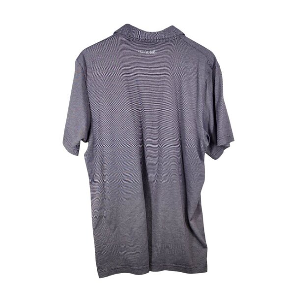 Travis Mathew Mens XL Striped Polo Shirt 60% Pima Cotton 40% Polyester Purple/Gr - Picture 2 of 7